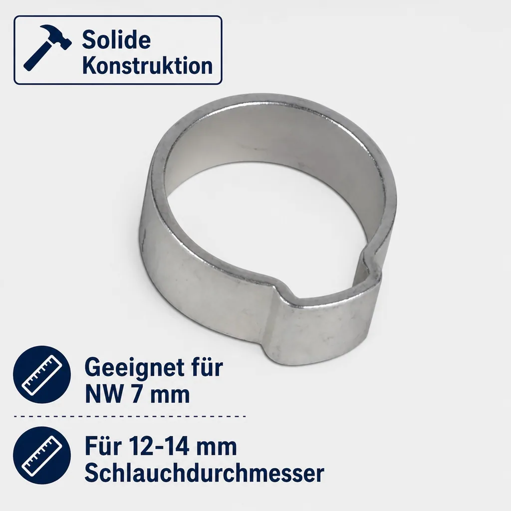 1-Ohr-Schlauchklemme für NW 7 mm, verzinkt