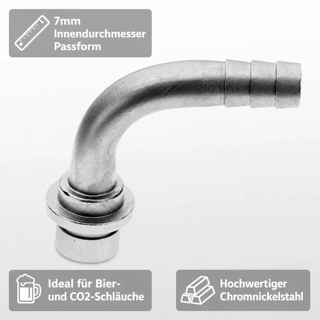 Tülle gebogen - 7mm für Bierschlauch oder CO2 Schlauch