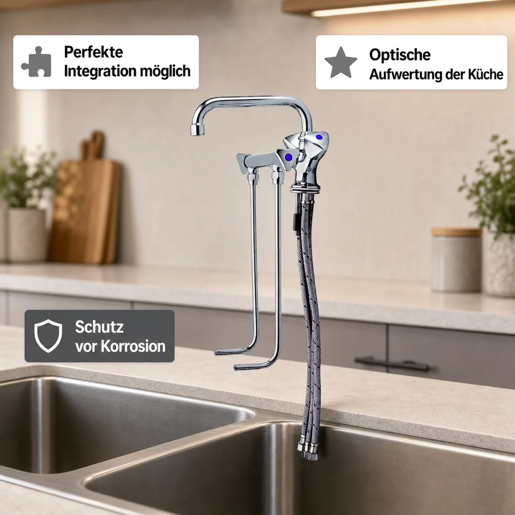 Wasserhahn, Küchenarmatur, Wasserarmatur - Mischbatterie für 2 Becken, Niederdruck
