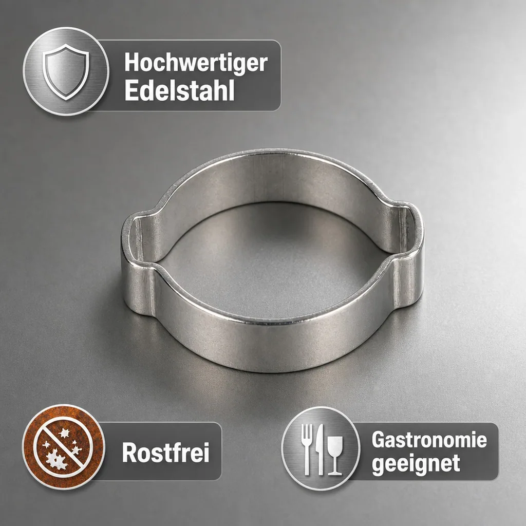 2-Ohr-Schlauchklemme 10mm, Edelstahl rostfrei