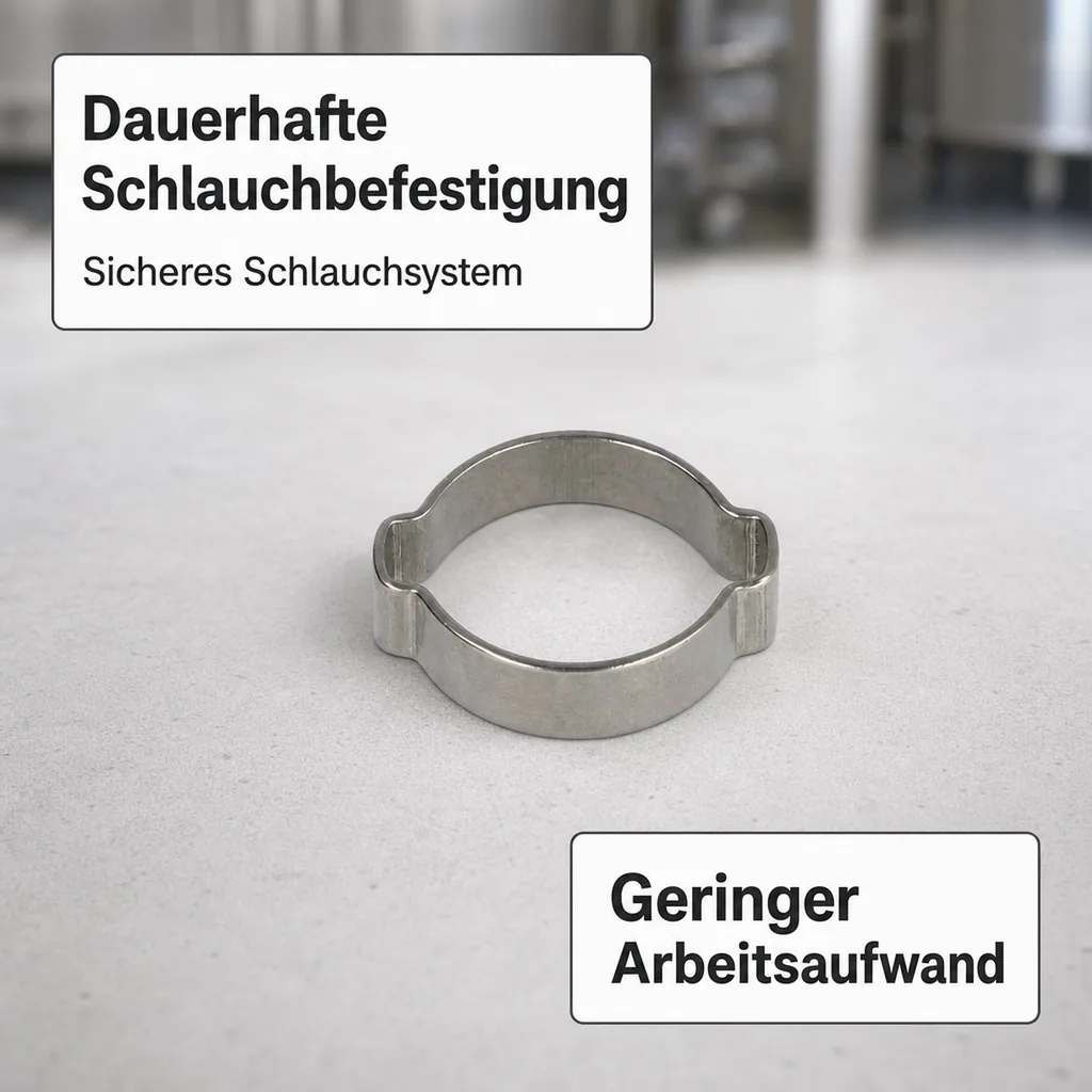 2-Ohr-Schlauchklemme 10mm, Edelstahl rostfrei