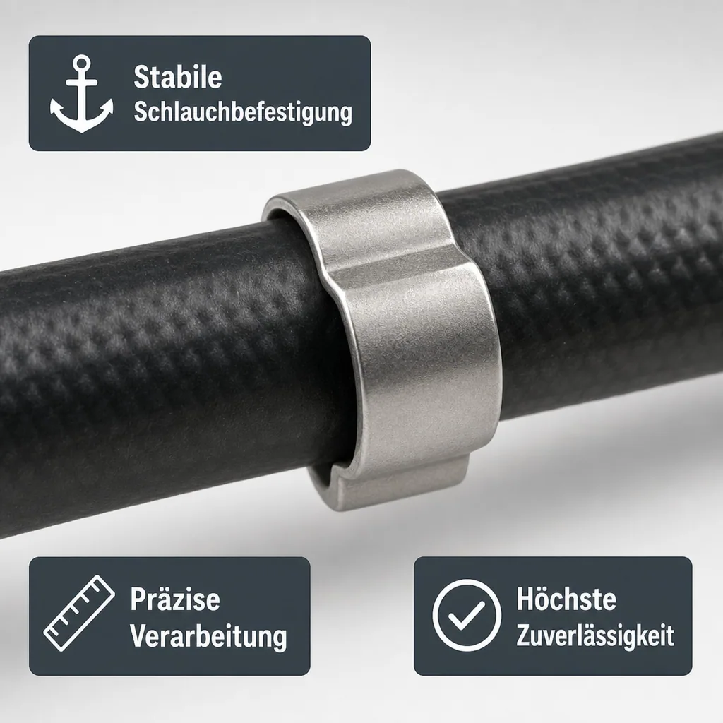 2-Ohr-Schlauchklemme 10mm, Edelstahl rostfrei
