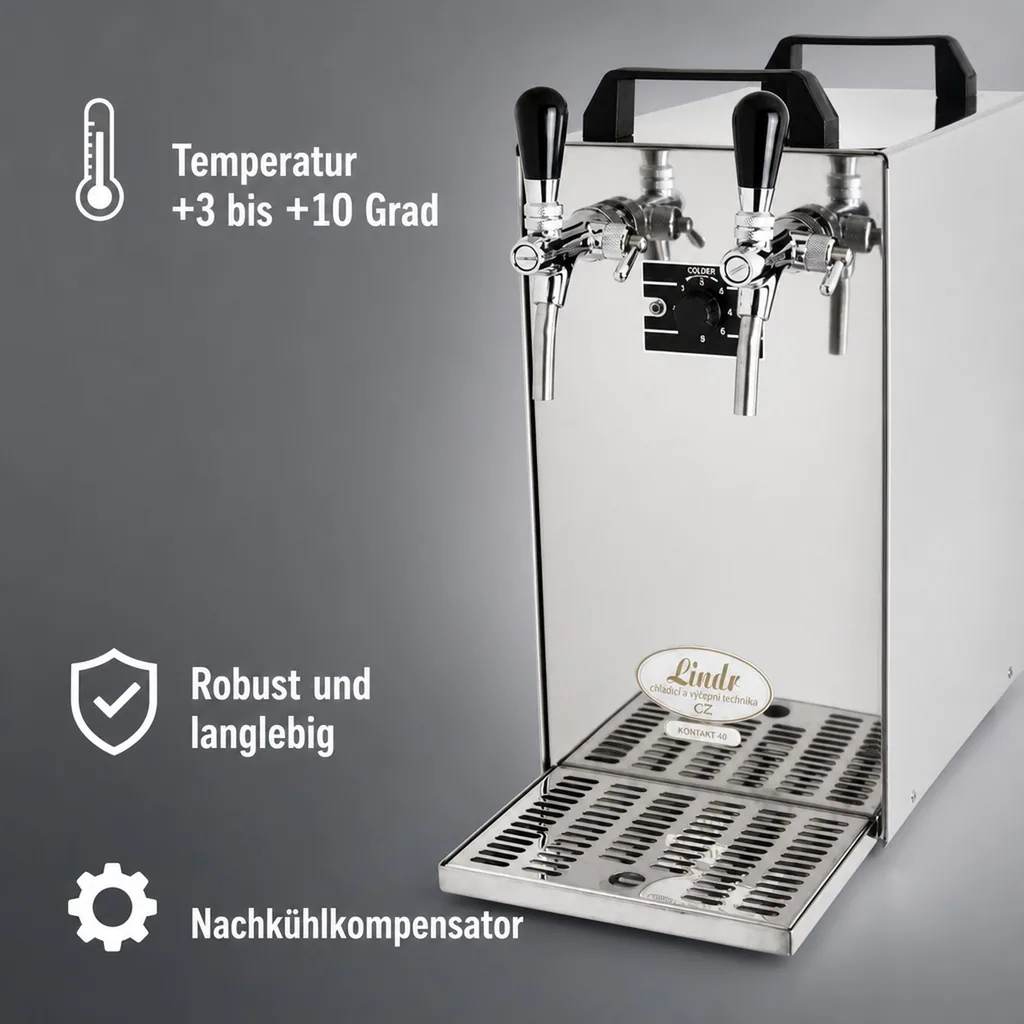Zapfanlage - Kontakt 40 Bierzapfanlage 2-leitig Trockenkühler, Durchlaufkühler 50 Liter/h, Green Line