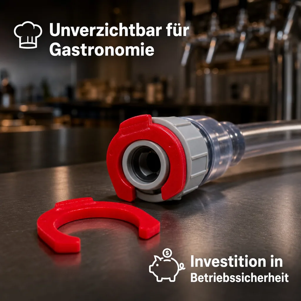 Sicherungsring für 3/8" Schlauch & Steckverbinder | Rot, für Bierleitungen & Zapfanlagen