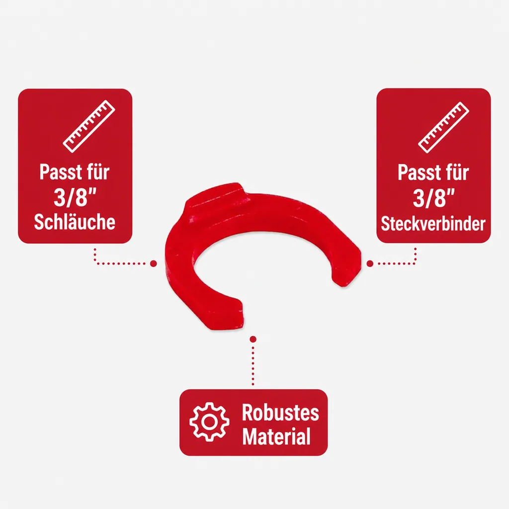 Sicherungsring für 3/8" Schlauch & Steckverbinder | Rot, für Bierleitungen & Zapfanlagen