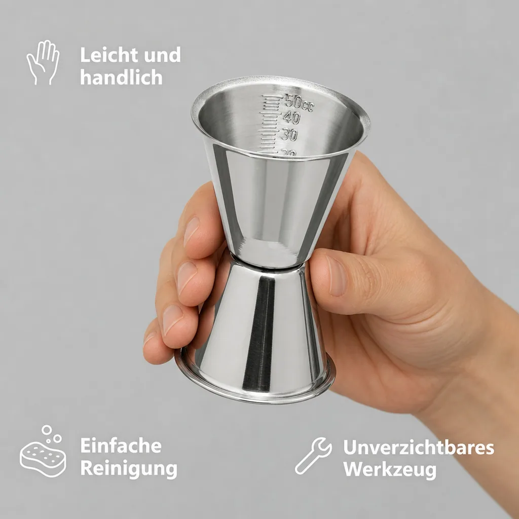 Jigger, Cocktail Messbecher mit Innenskalierung, 30/50ml