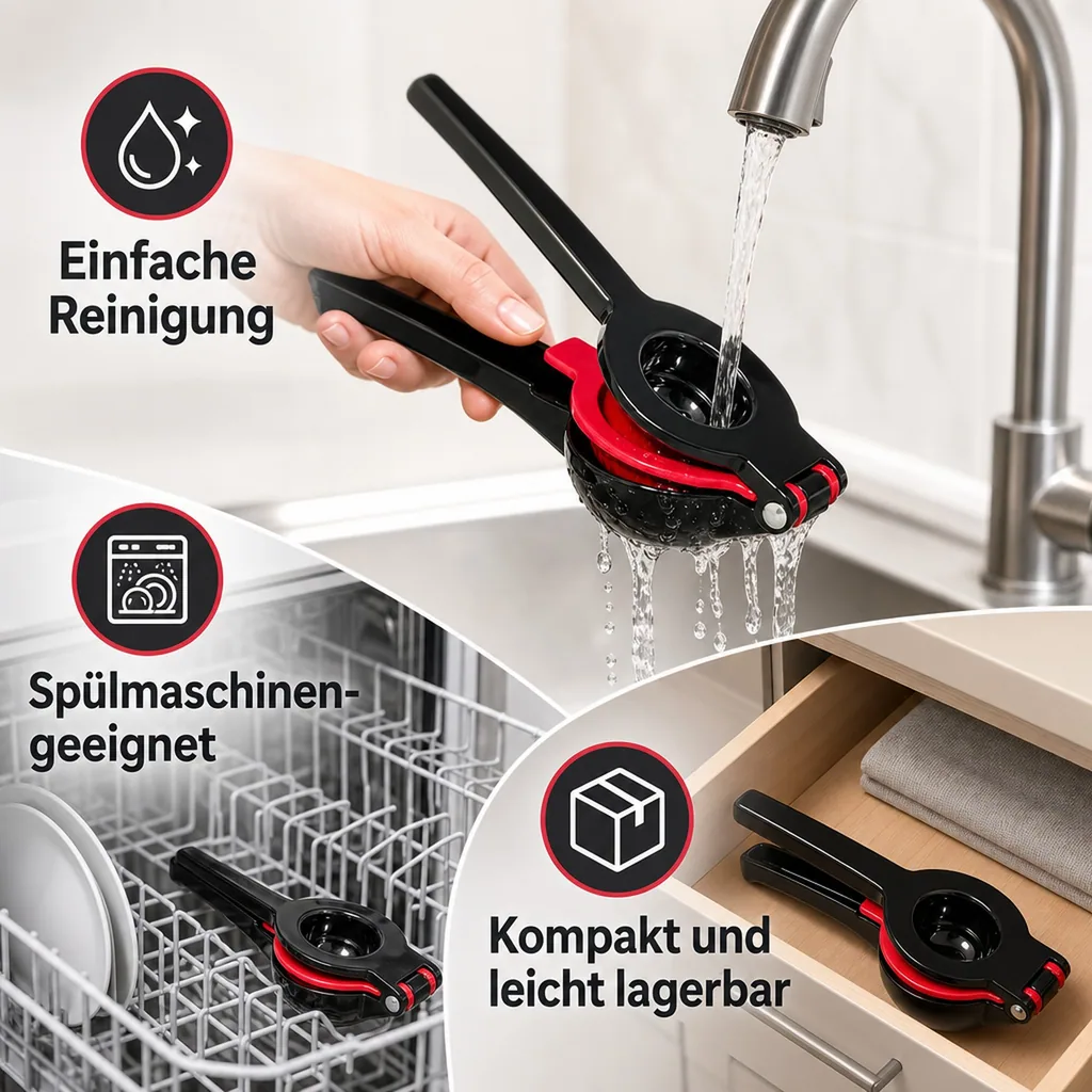 Zitronenpresse, Zitruspresse, Limettenpresse - SQUEEZY, (Black Edition) - Manuelle aus Aluminiumguss