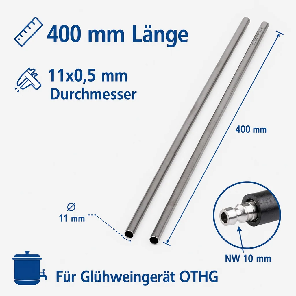 Steigrohr 11x0,5mm für Glühweingerät (OTHG, 400mm)