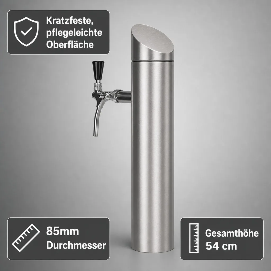 Schanksäule, Bierzapfsäule - Modell Tower, matt gebürstet, 1-leitig