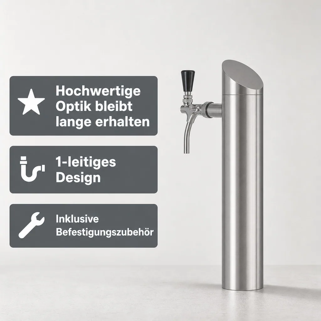 Schanksäule, Bierzapfsäule - Modell Tower, matt gebürstet, 1-leitig