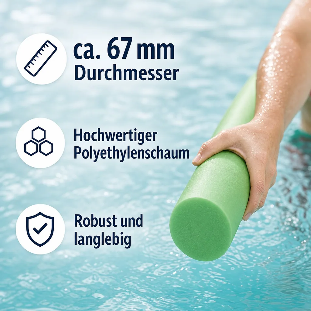 Poolnudel, Schwimmnudel grün, 160cm, Wassergymnastik Nudel