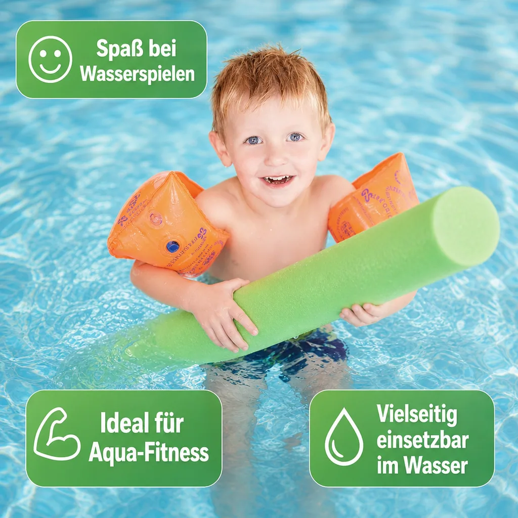 Poolnudel, Schwimmnudel grün, 160cm, Wassergymnastik Nudel