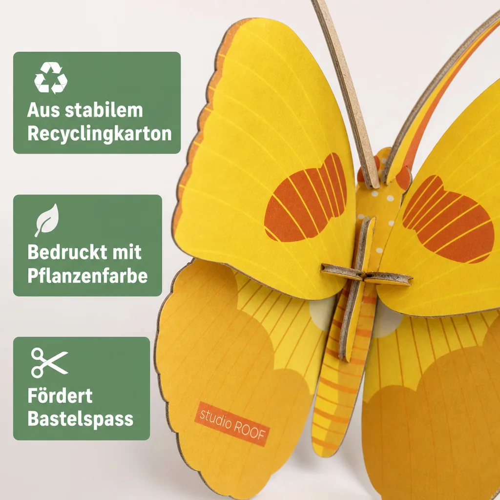 studio ROOF 3D Schmetterling gelb Pappe