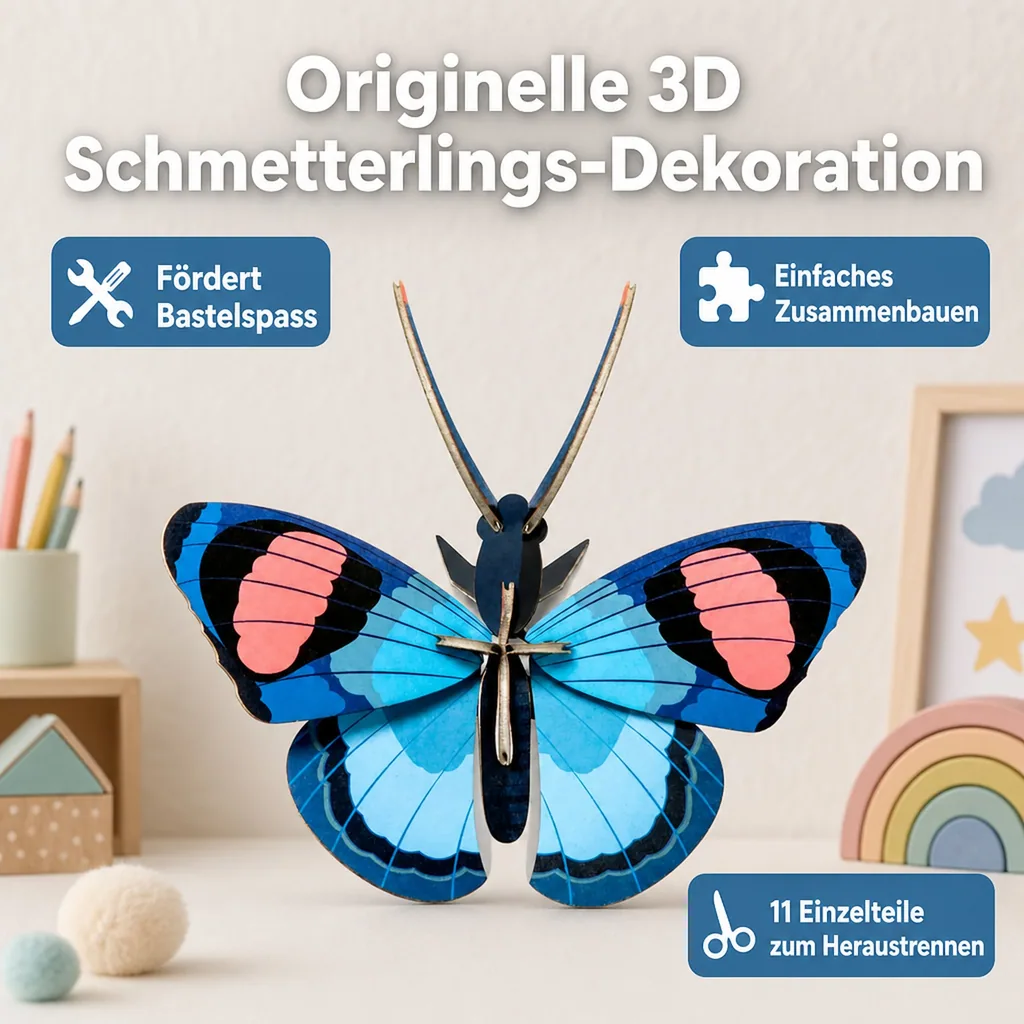 studio ROOF 3D Schmetterling blau Pappe