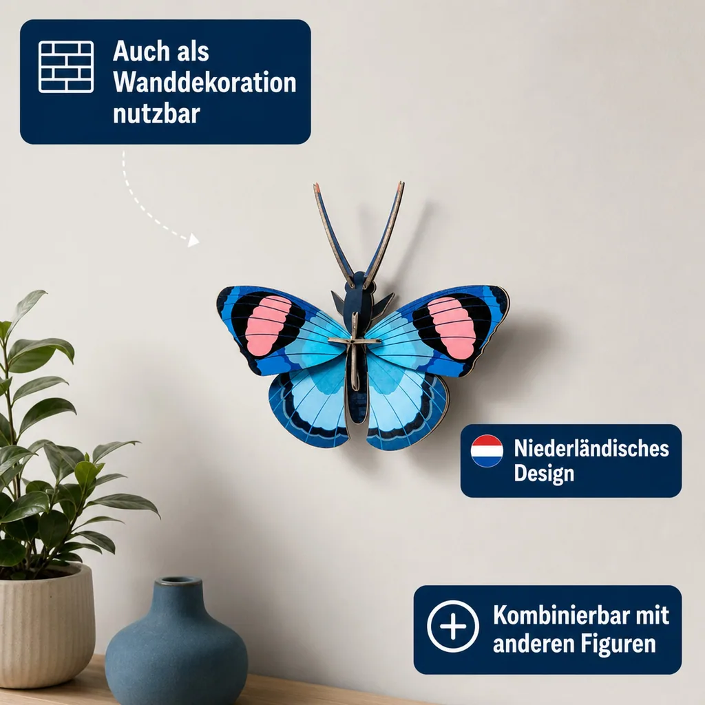 studio ROOF 3D Schmetterling blau Pappe