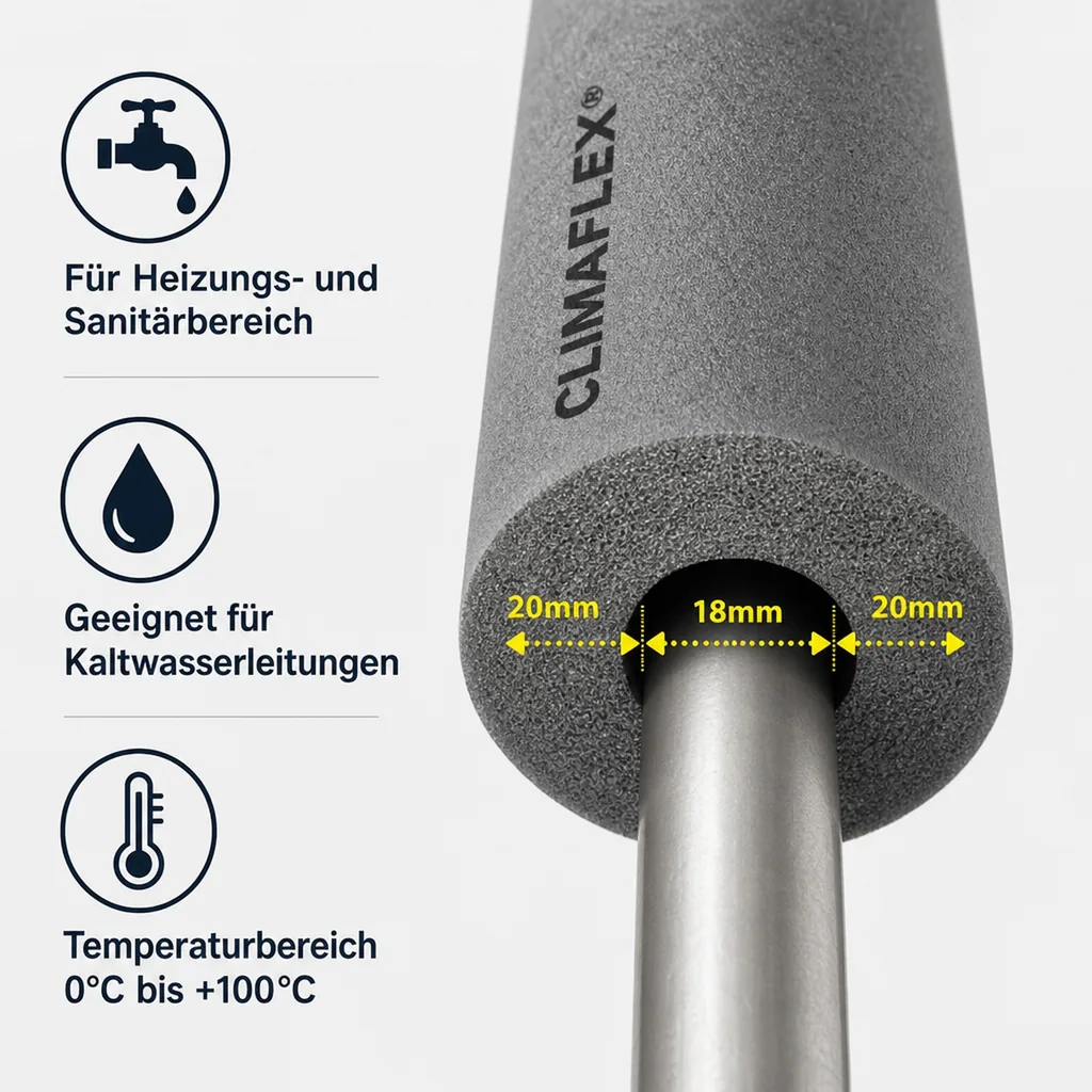 CLIMAFLEX® 2m Isolierschlauch Ø 18 mm x 20 mm Dämmung