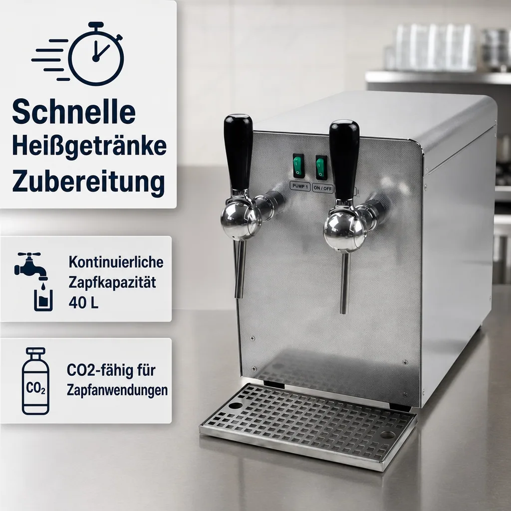 Glühweinzapfanlage, Getränke-Durchlauferhitzer mit/ohne Pumpe, 2 leitig - Heißgetränke, Ausführung: Mit integrierter elektrischer Pumpe - 2 ltg.