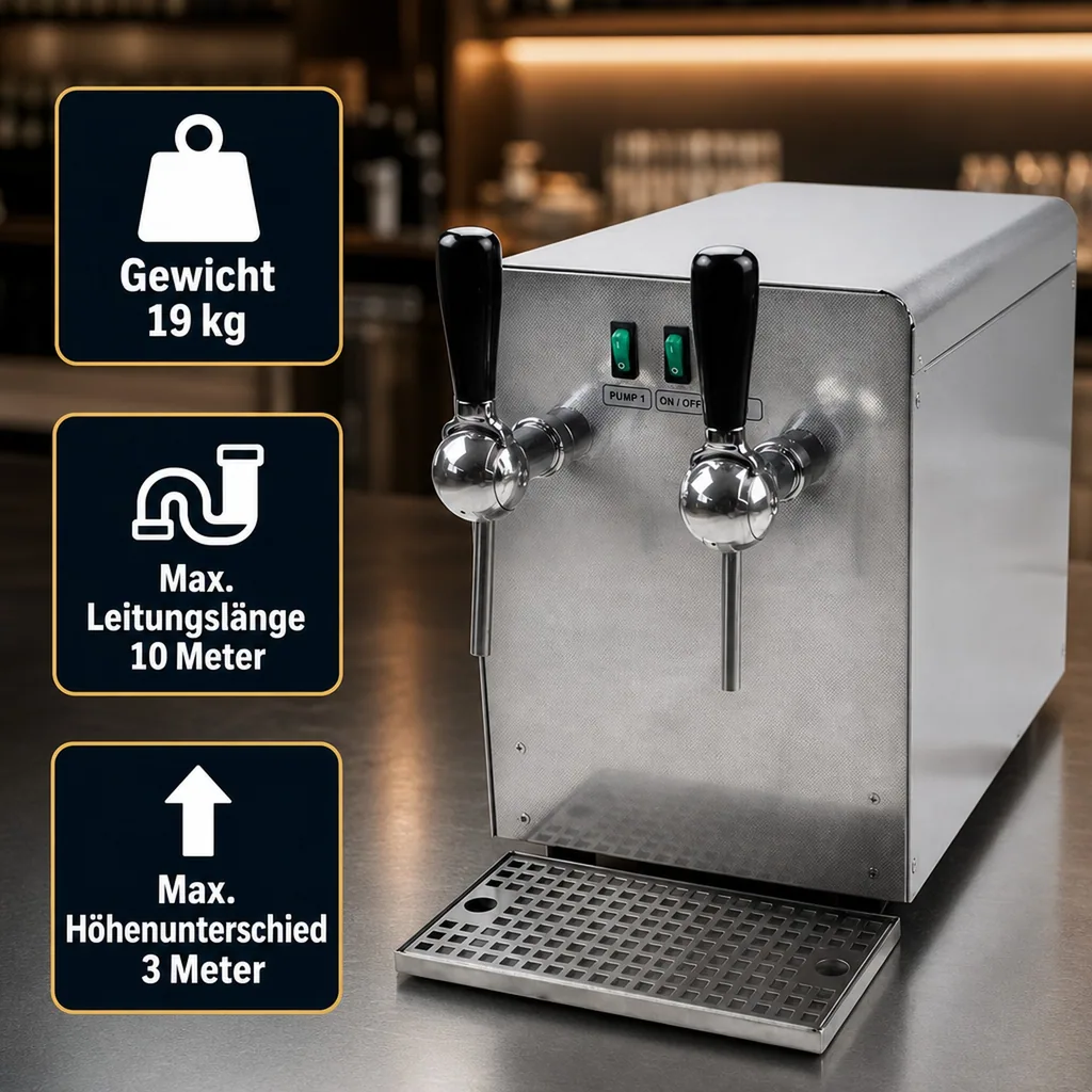 Glühweinzapfanlage, Getränke-Durchlauferhitzer mit/ohne Pumpe, 2 leitig - Heißgetränke, Ausführung: Mit integrierter elektrischer Pumpe - 2 ltg.