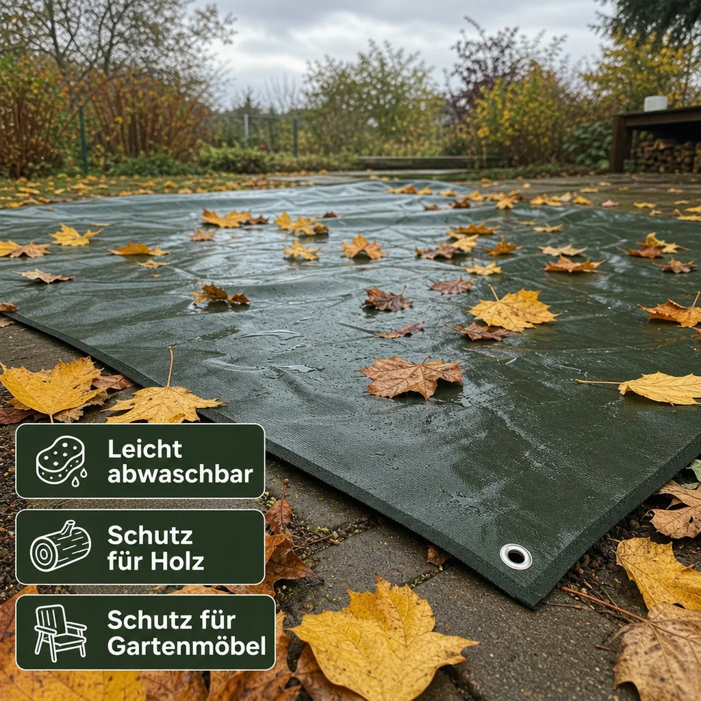 Abdeckplane, 210g/m², 8x10m, grün (80m²), wasserdicht, reissfest, UV-stabil