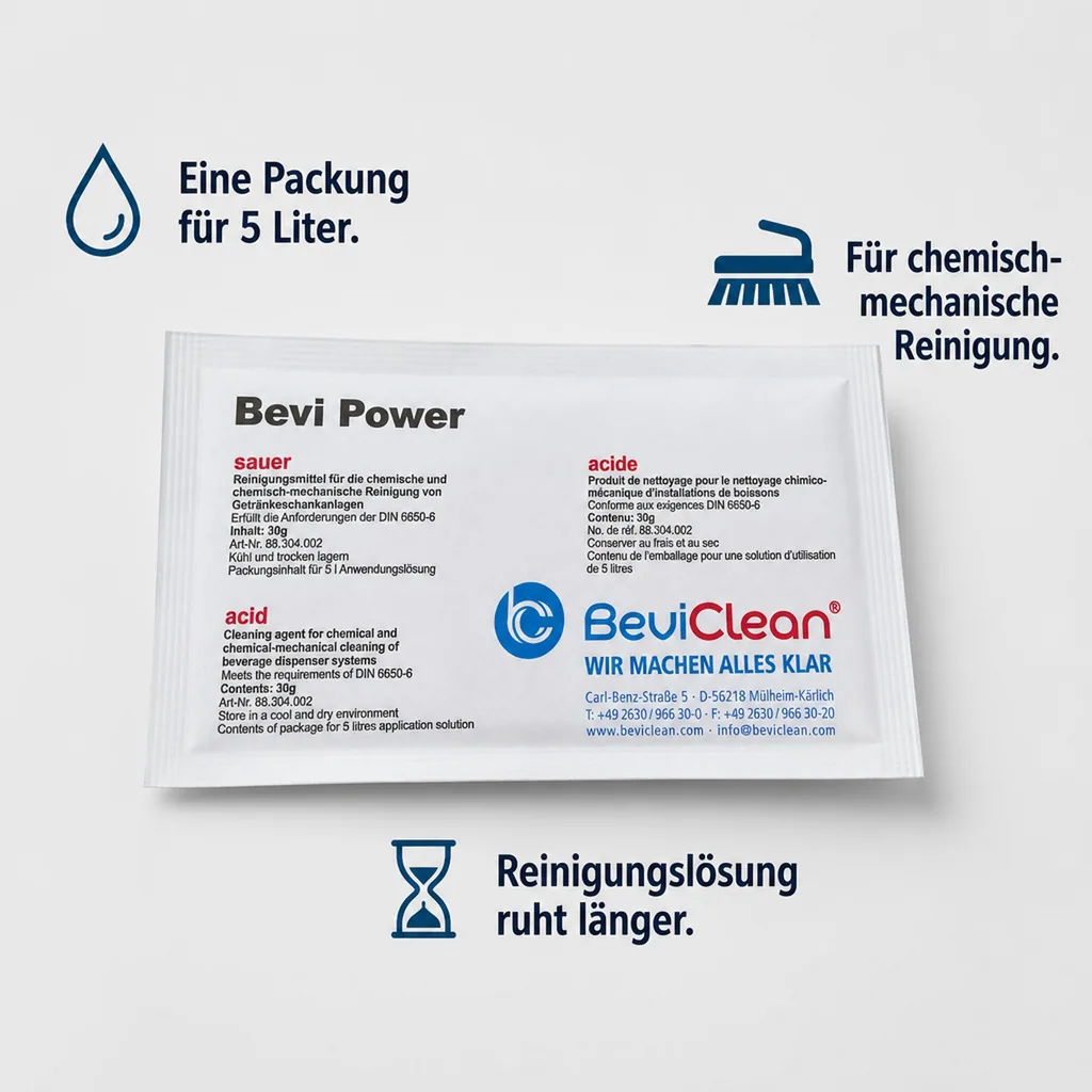 Reinigungspulver für Schankanlagen, Chemischen Leitungsreinigung - BEVI POWER SAUER, 30g