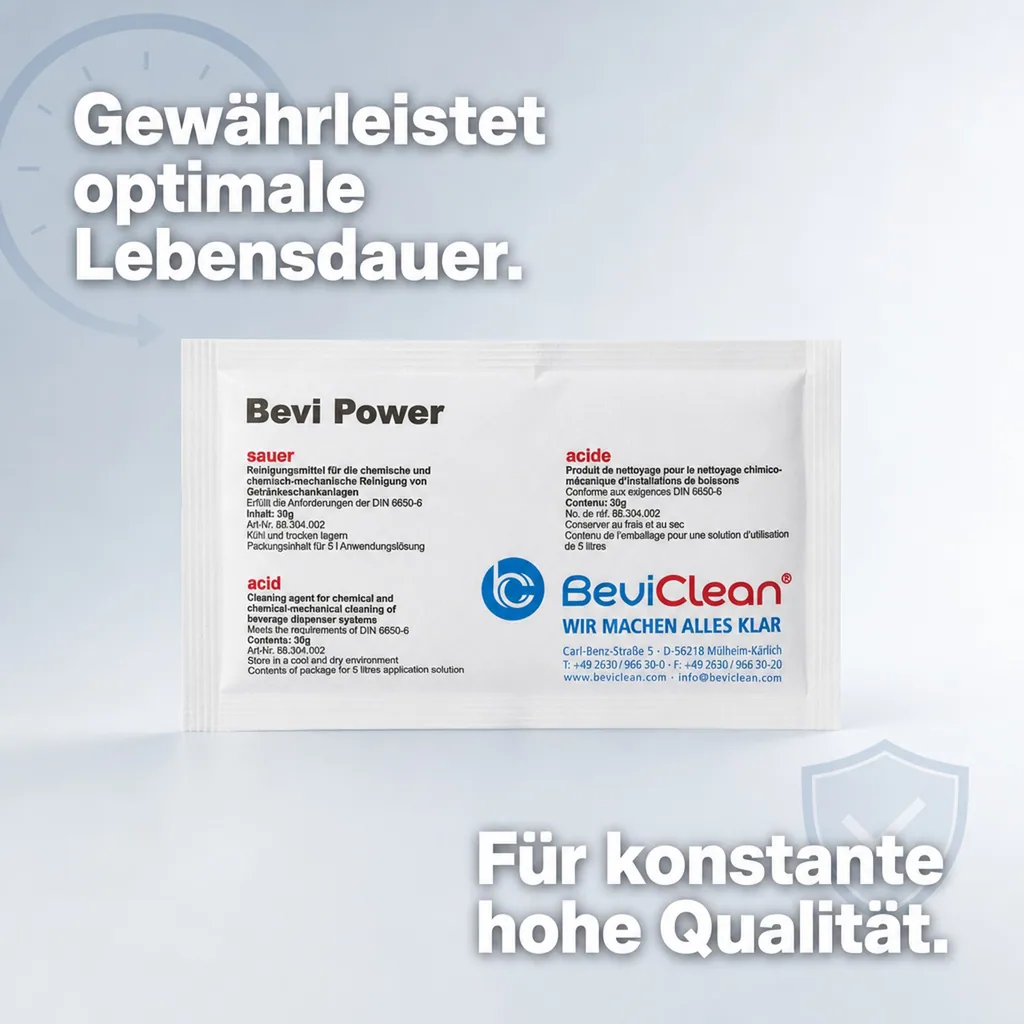Reinigungspulver für Schankanlagen, Chemischen Leitungsreinigung - BEVI POWER SAUER, 30g