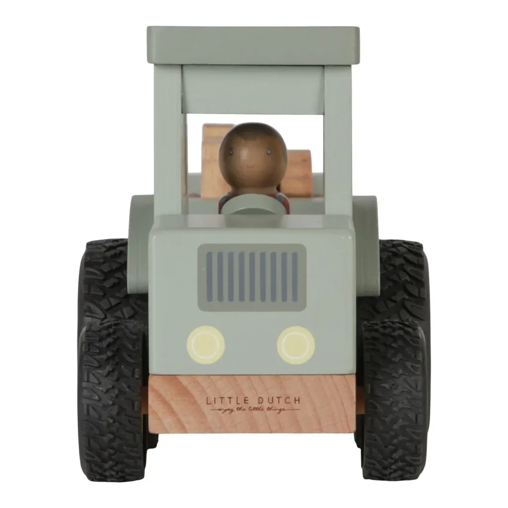 Little Dutch Spielzeug Traktor mit Anhänger Little Farm, 30x12x14,5