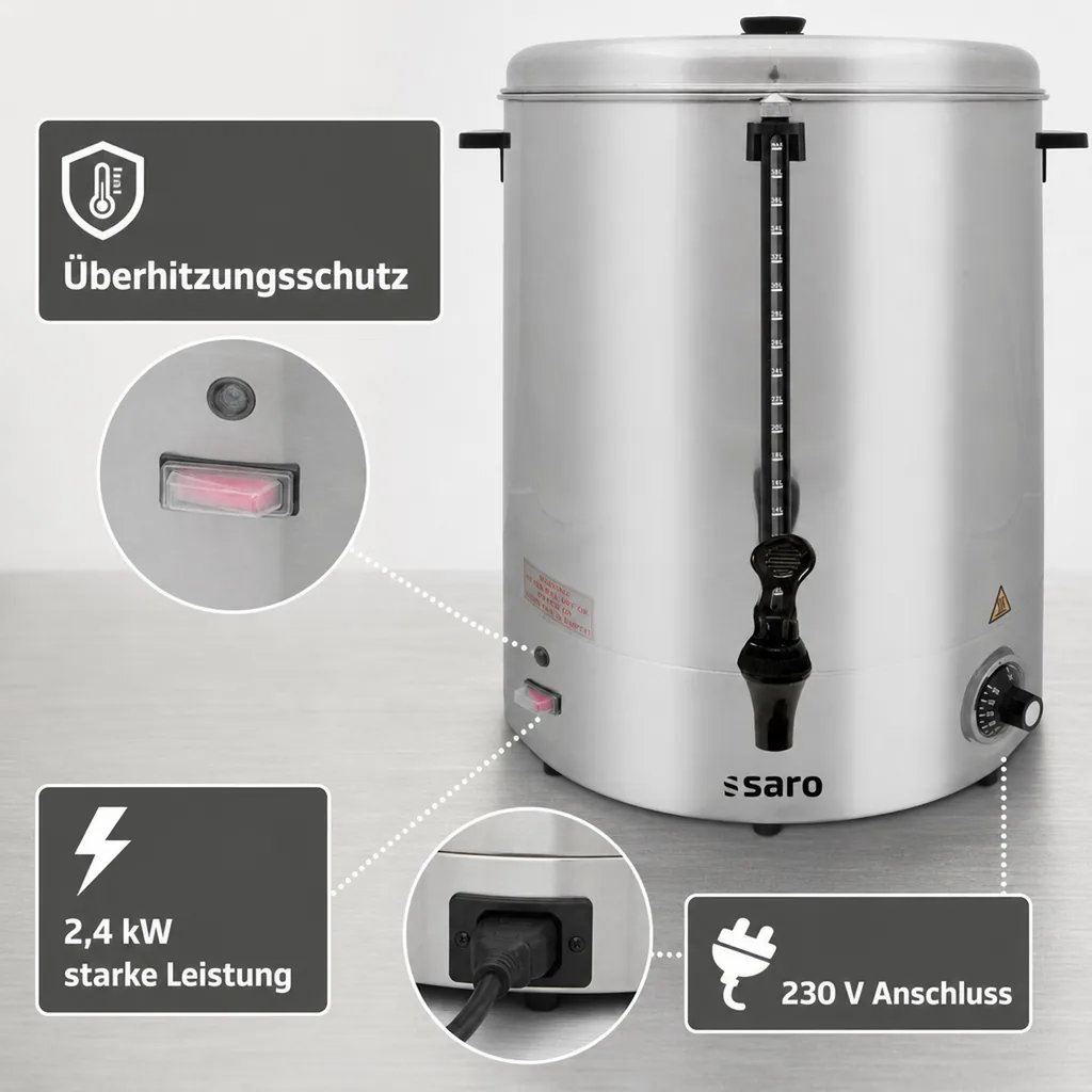 Glühweinkocher, Heißwasserspender, Glühweinwärmer, Glühweinautomat - HOT DRINK MAXI