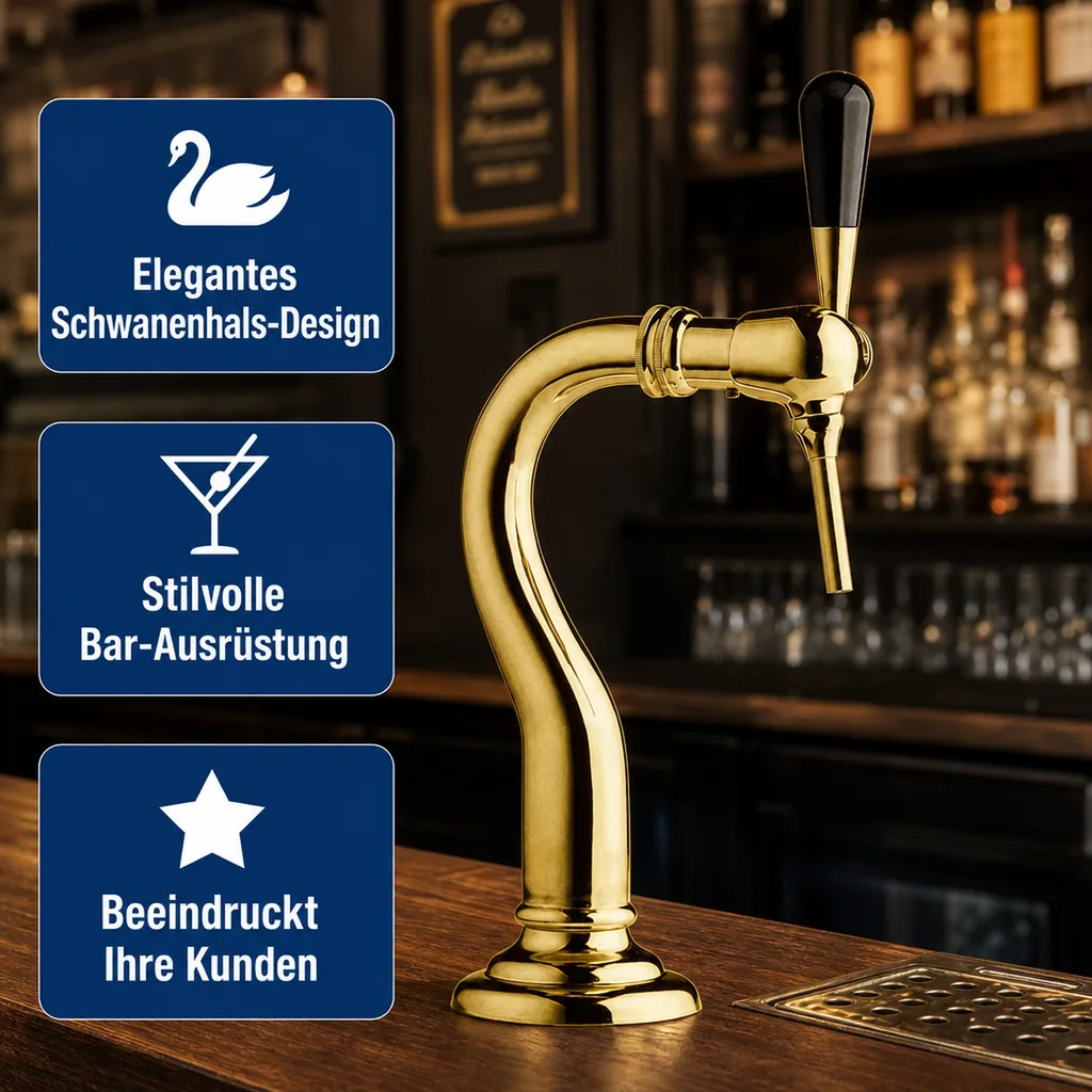 Schanksäule, Bierzapfsäule - Modell Baby-Schwanenhals, 1-leitig, Messing