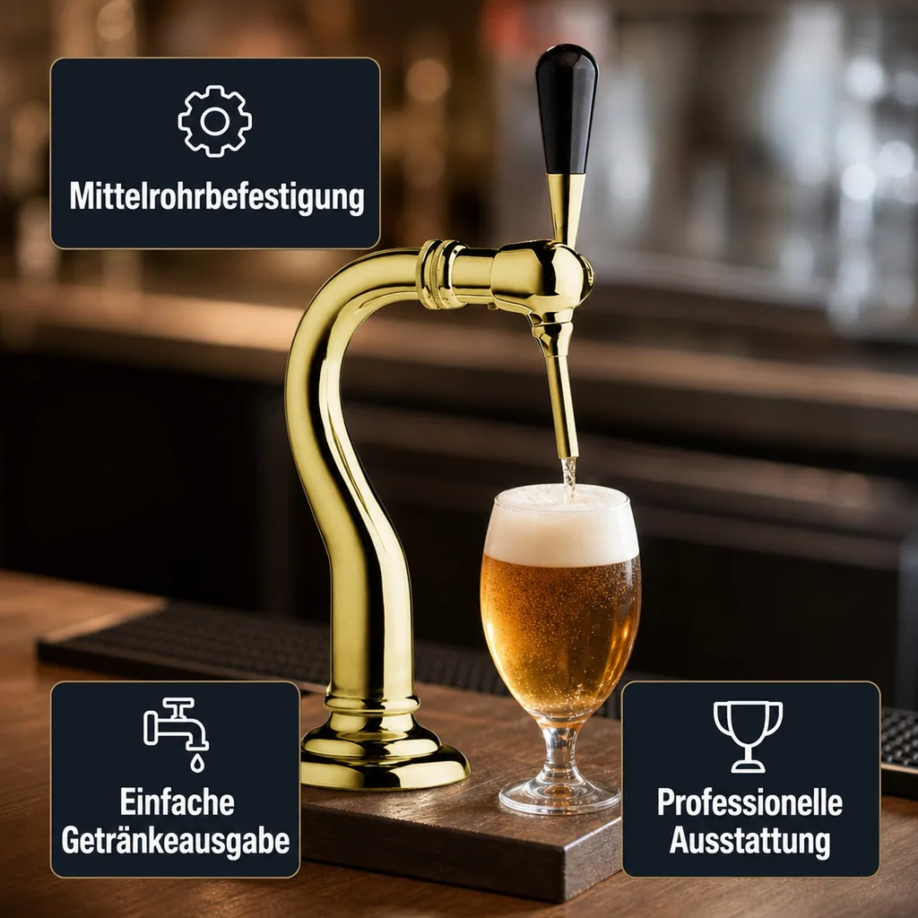 Schanksäule, Bierzapfsäule - Modell Baby-Schwanenhals, 1-leitig, Messing