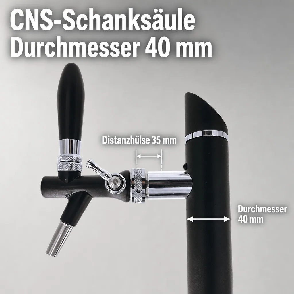 Schanksäule, Bierzapfsäule - Modell Black Tower, CNS, 1-leitig