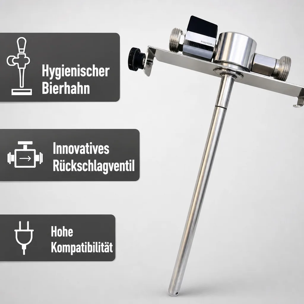 Bierfass-Adapter 5 Liter, hochwertiges Metall mit Bierhahn und Rückschlagventil
