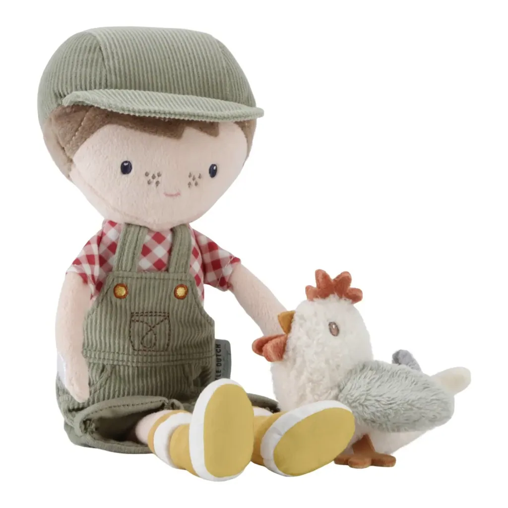 Little Dutch Stoffpuppe, Kuschelpuppe - Farmer Jim mit Huhn, 35cm