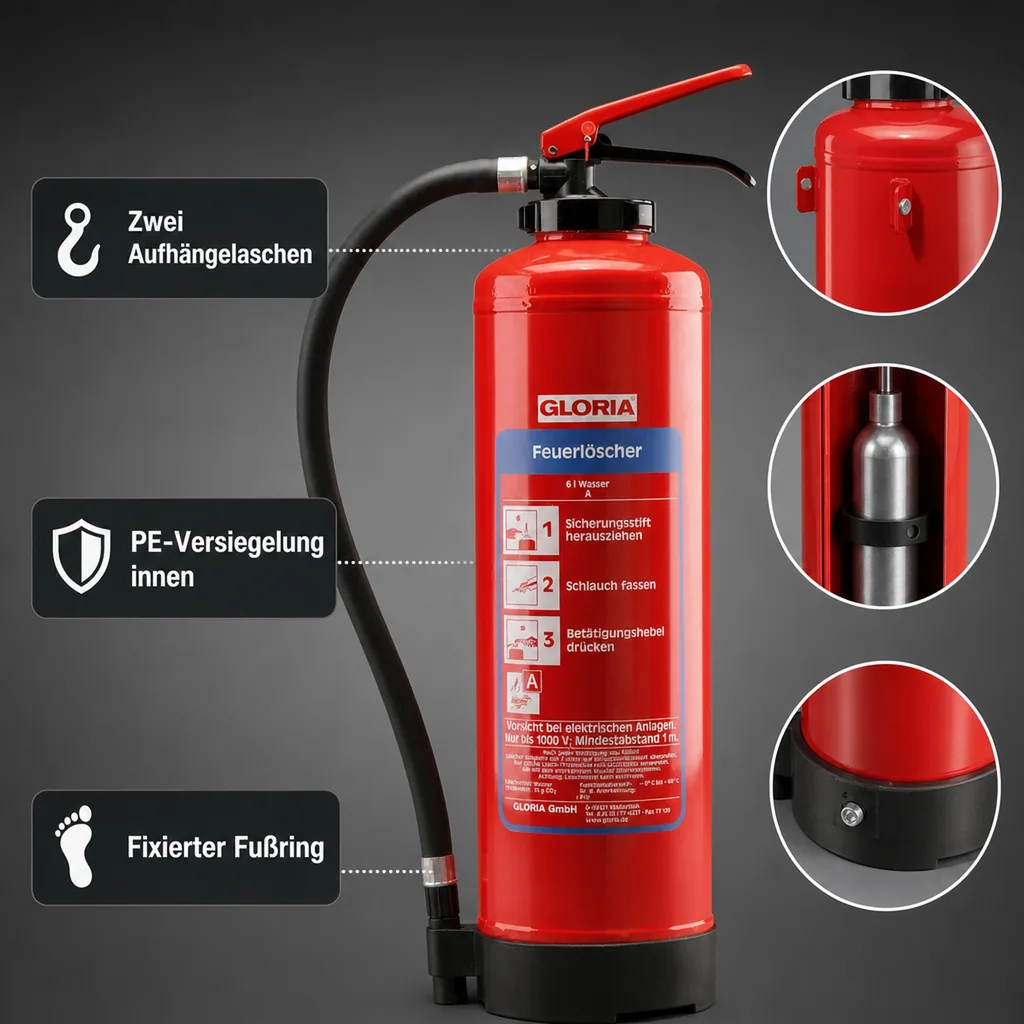 Feuerlöscher, Wasserlöscher W6EASY - Der kompakte und umweltfreundliche Feuerlöscher für die Brandklasse A