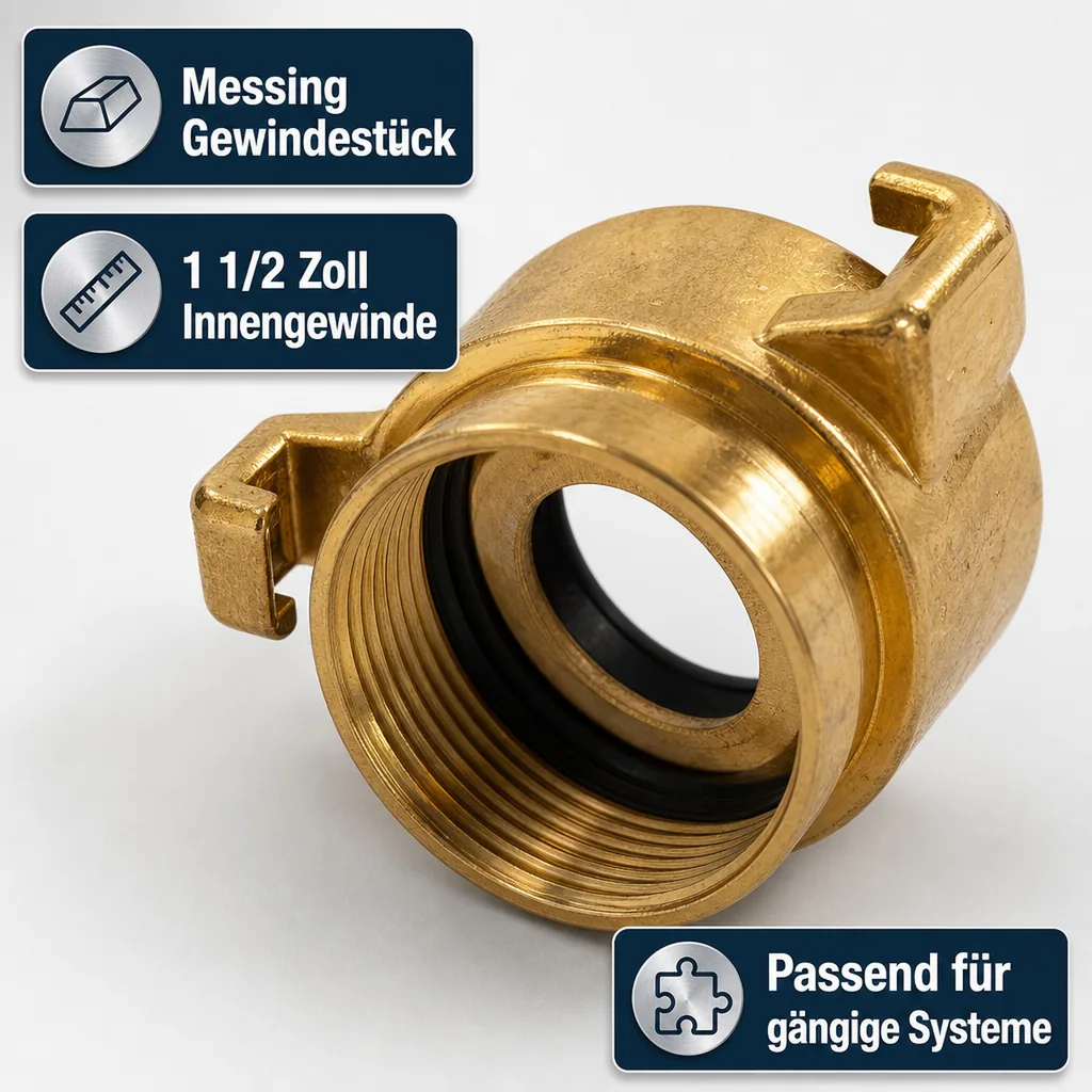 Innengewinde 1 1/2 Zoll Messing, Gewindestück, Kupplung