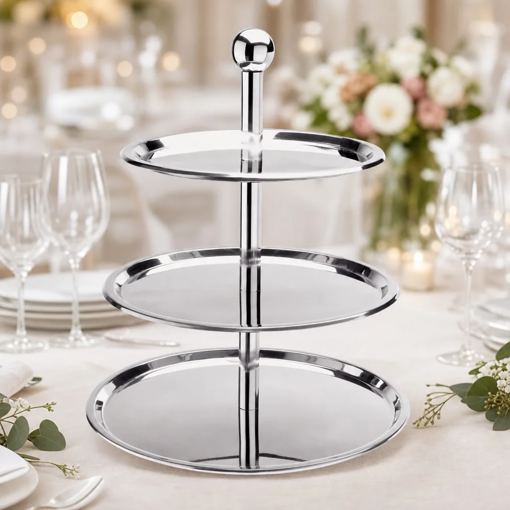 Etagere 3 stufig, Chromnickelstahl