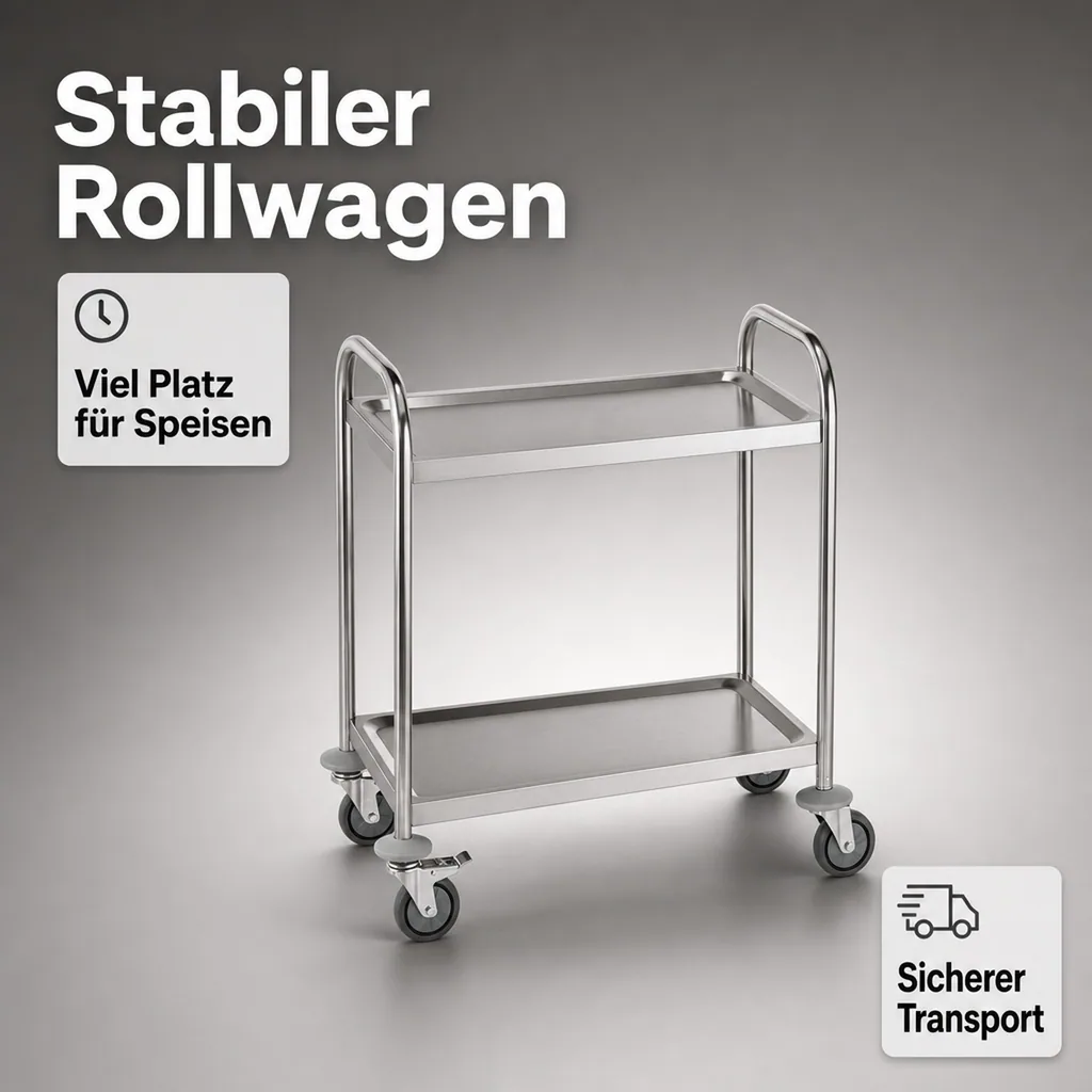 Servierwagen mit 2 Borden, 70,5x41x84 cm, Edelstahl