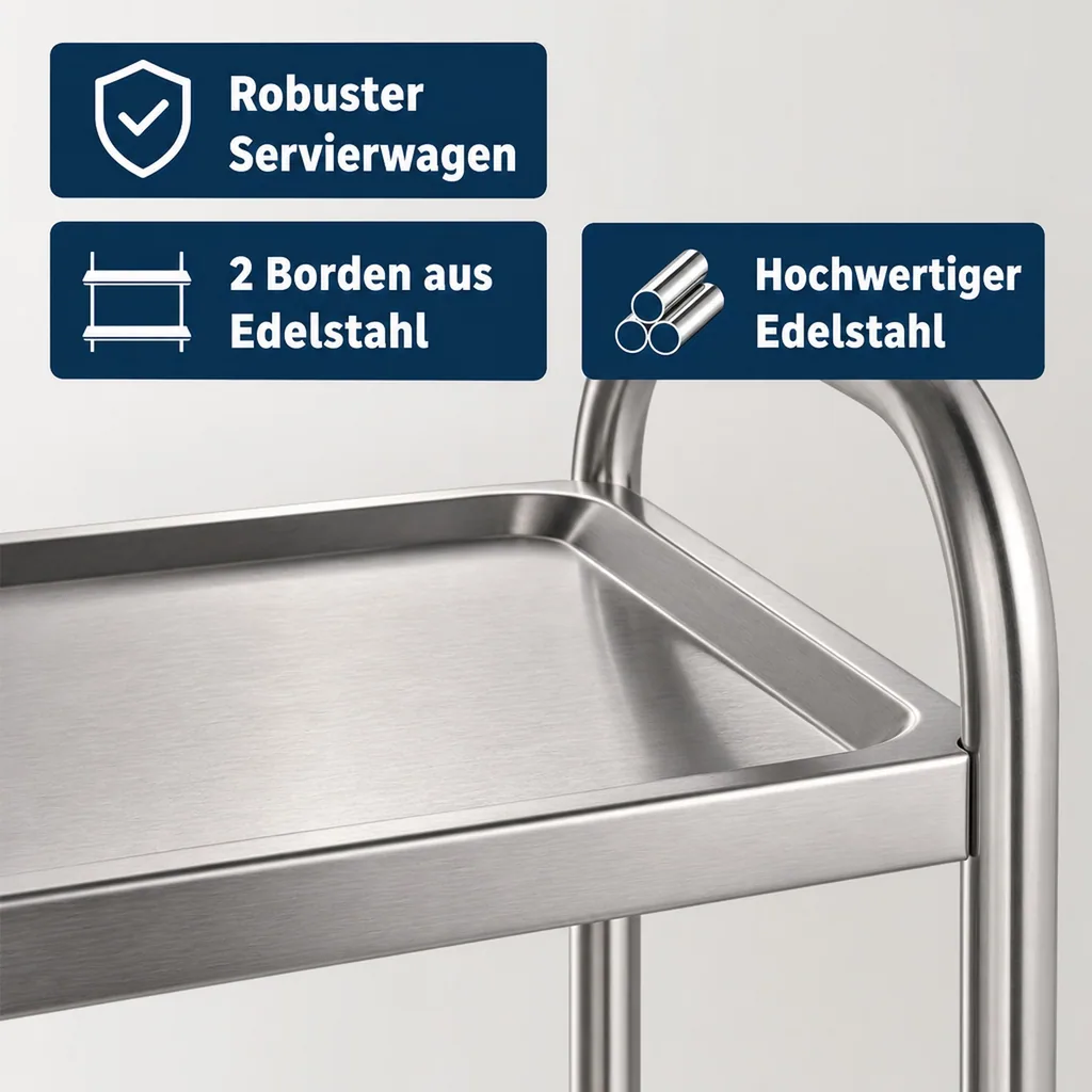 Servierwagen mit 2 Borden, 70,5x41x84 cm, Edelstahl