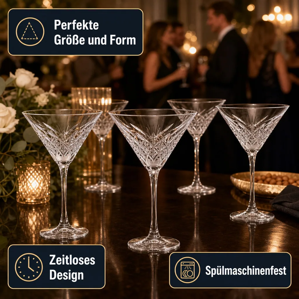 Cocktailgläser, Trinkgläser - 12er-Set, Timeless, 230 ml - Robust & Elegant | Ideal für Partys & Events