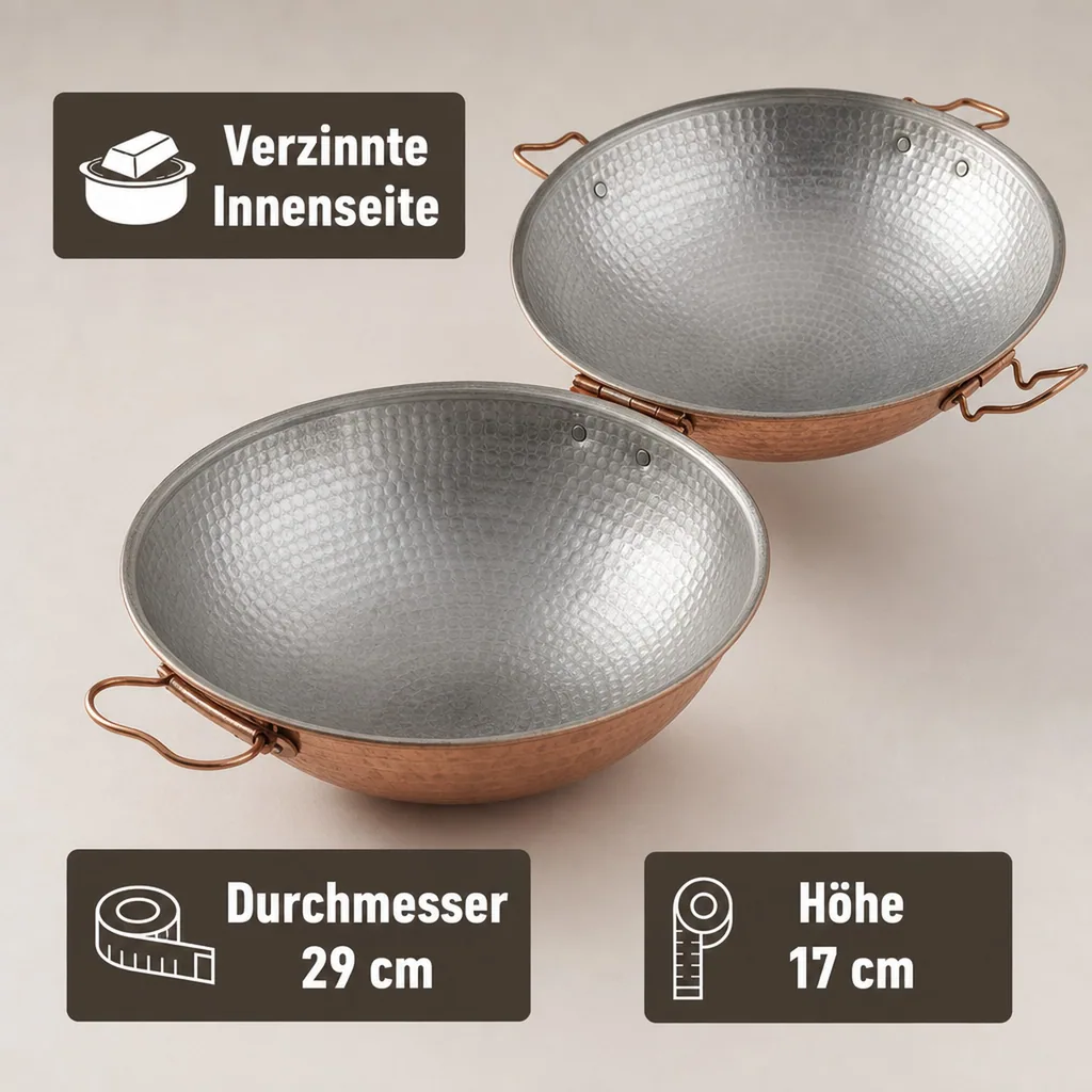 Cataplana - Kupfer, für die Zubereitung von Fisch, Fleisch und Meeresfrüchten, 30cm