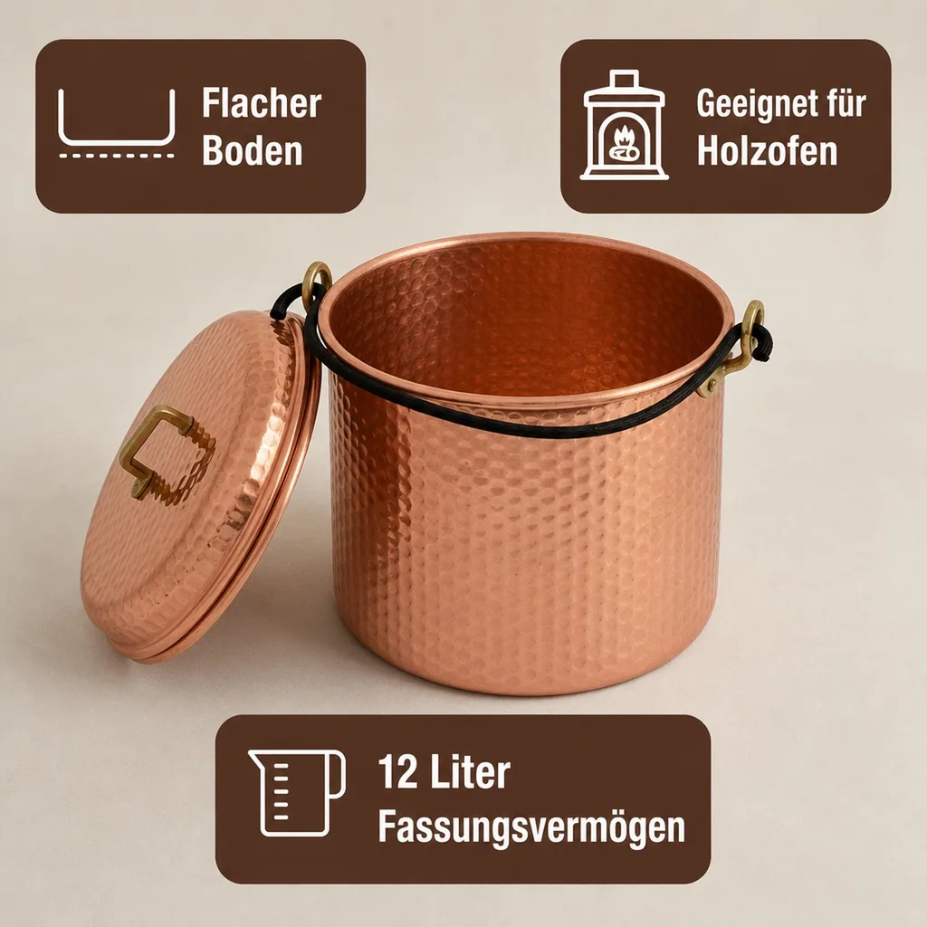 Kupfertopf, Bratentopf - Mit Eisenbogen 28 сm