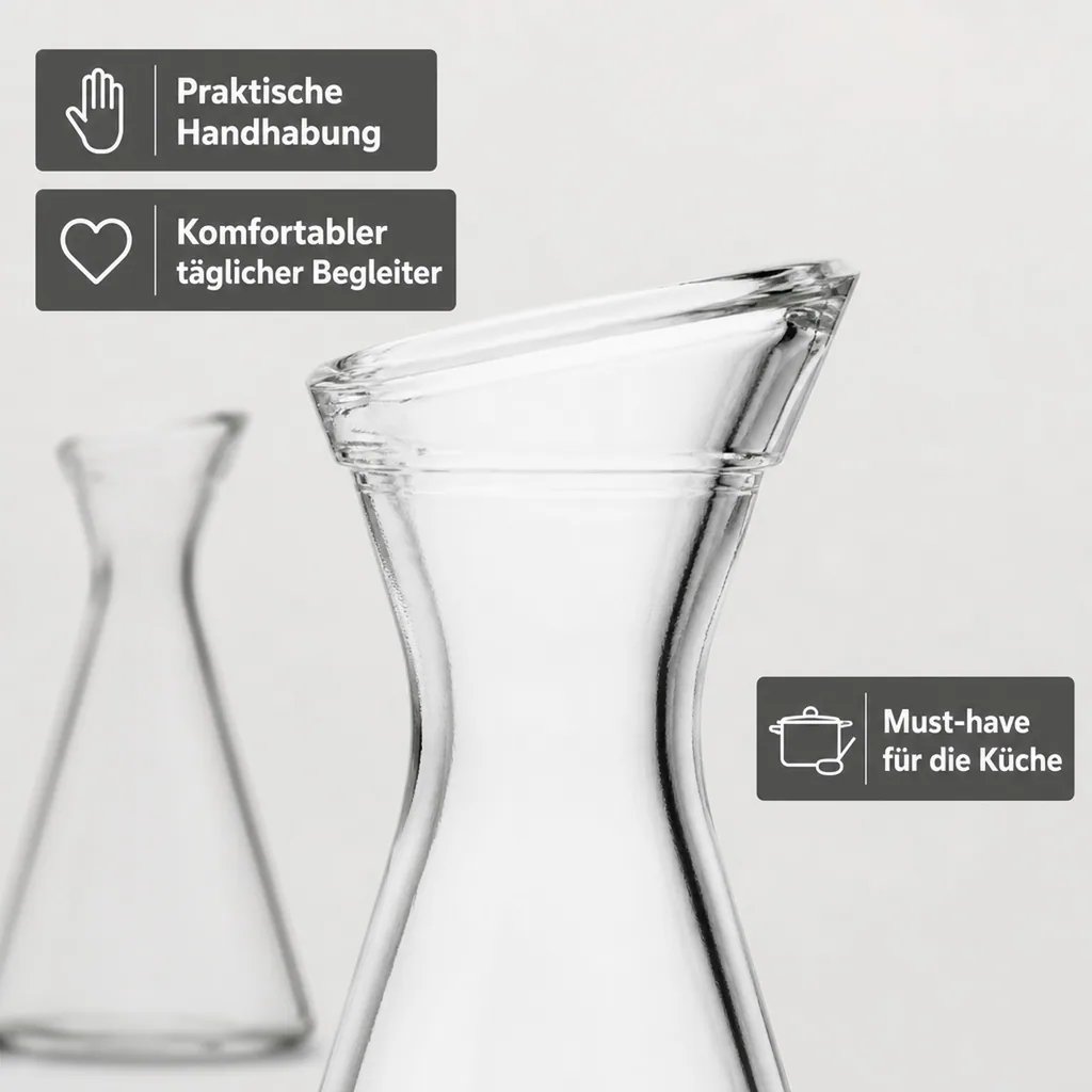 Wasserkaraffe, Glaskaraffe, Weinkaraffe - Pisa, 0,25L, Elegant & Vielseitig | Wasser, Wein, Limonade & mehr