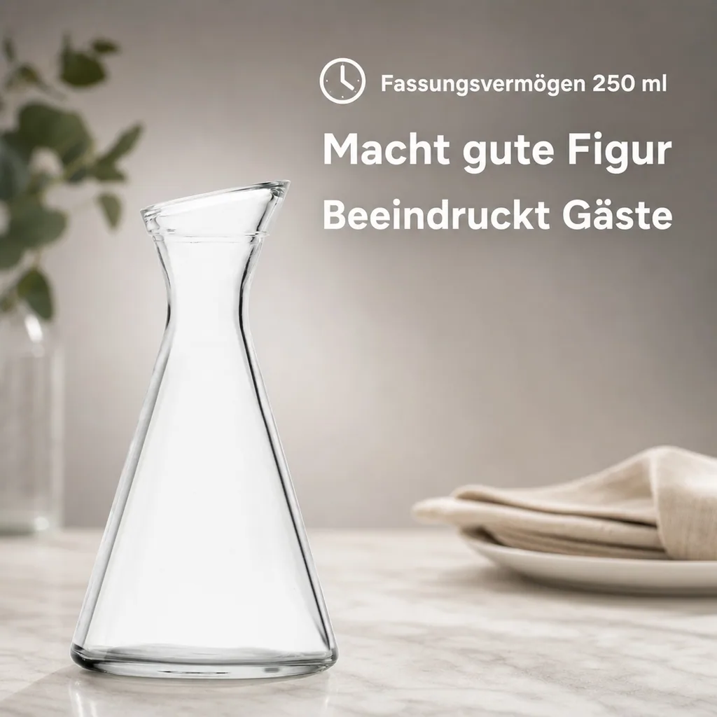 Wasserkaraffe, Glaskaraffe, Weinkaraffe - Pisa, 0,25L, Elegant & Vielseitig | Wasser, Wein, Limonade & mehr