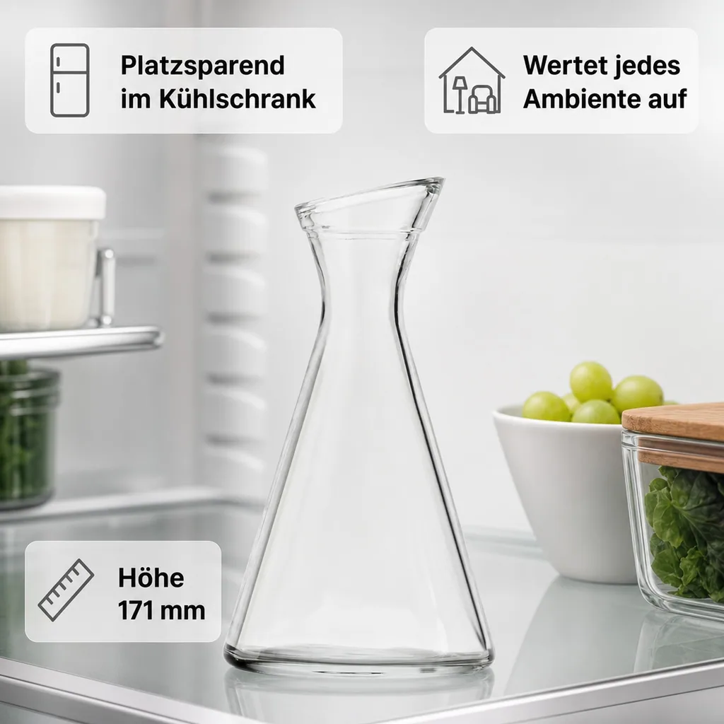 Wasserkaraffe, Glaskaraffe, Weinkaraffe - Pisa, 0,25L, Elegant & Vielseitig | Wasser, Wein, Limonade & mehr
