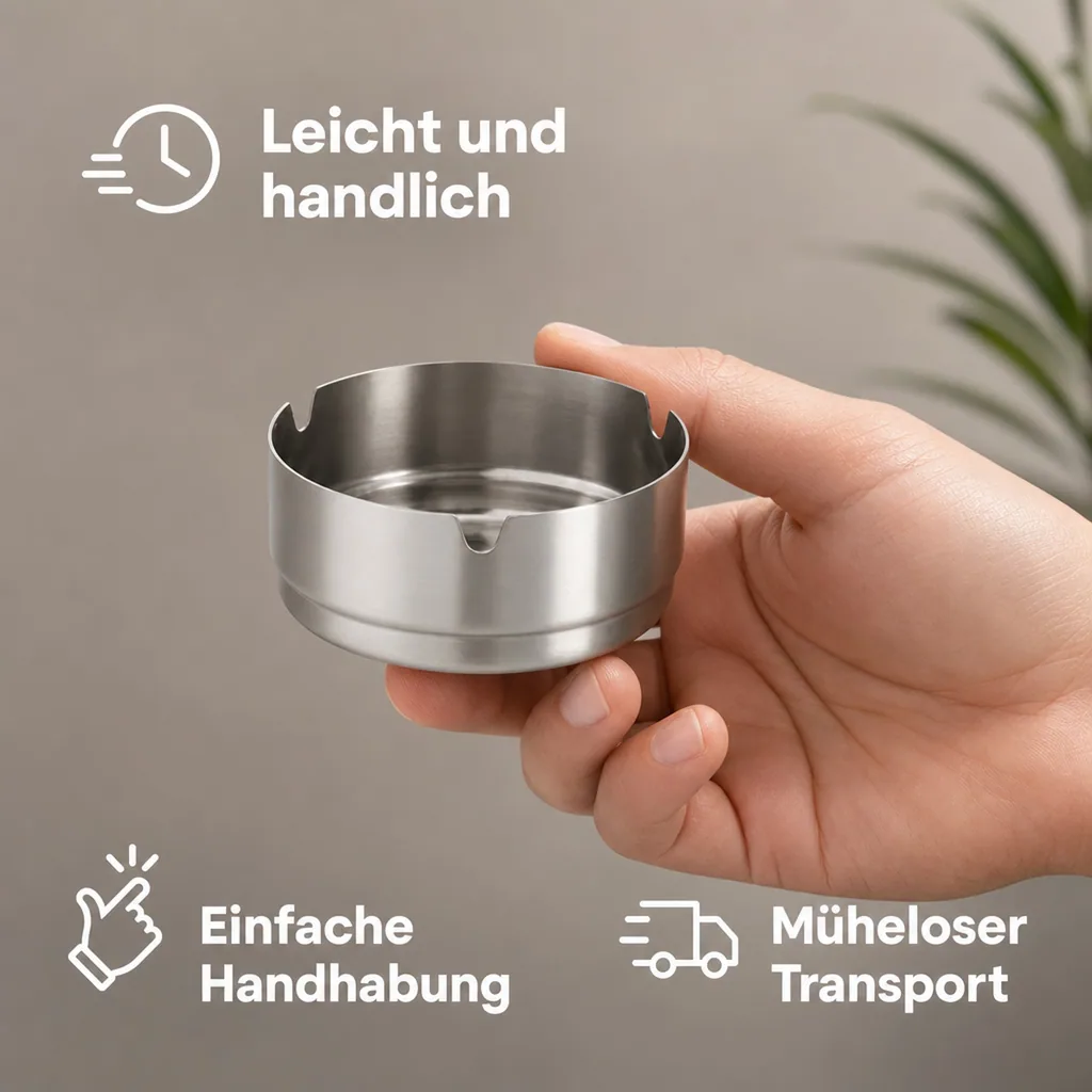 Aschenbecher, Windaschenbeche - Chromnickelstahl, Durchmesser: 8 cm