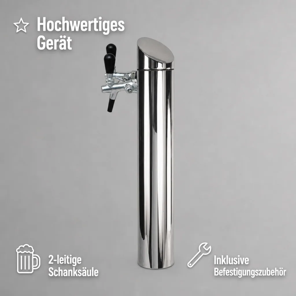 Schanksäule, Bierzapfsäule - Modell Tower, matt gebürstet, 2-leitig