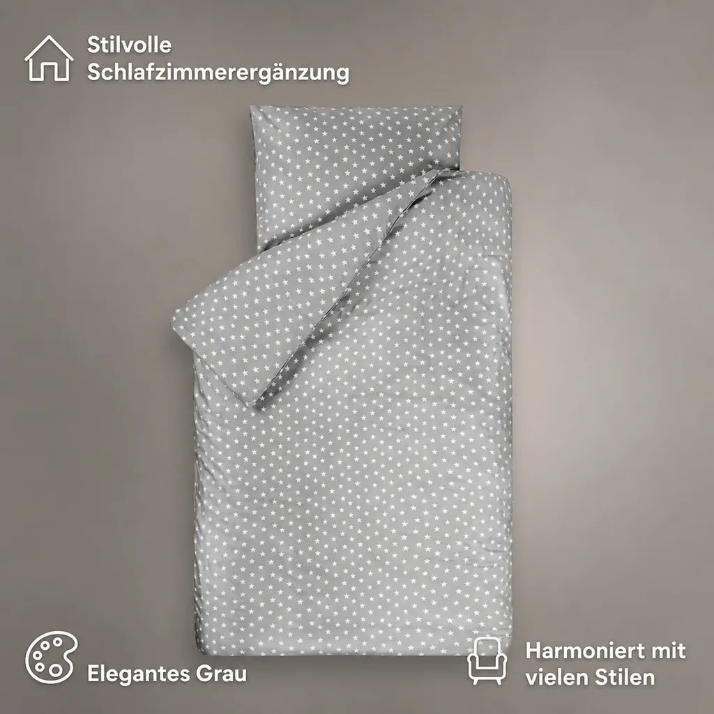 Bink Bettwäsche Sterne grau 135 x 200