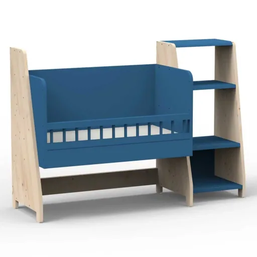 Mathy by Bols "Asymetry" Baby Beistellbett umbaubar zum Schreibtisch mit 1 Regal