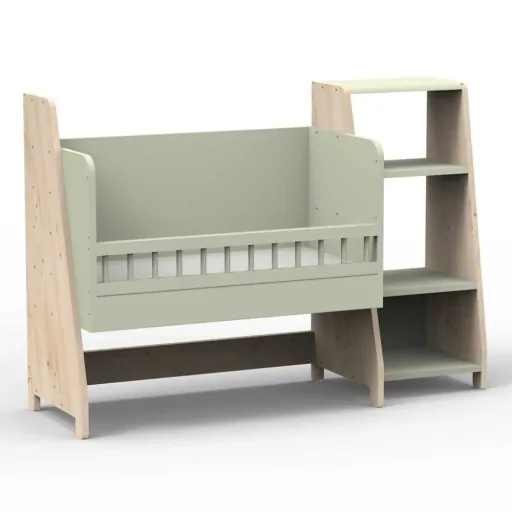 Mathy by Bols "Asymetry" Baby Beistellbett umbaubar zum Schreibtisch mit 1 Regal