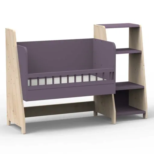 Mathy by Bols "Asymetry" Baby Beistellbett umbaubar zum Schreibtisch mit 1 Regal
