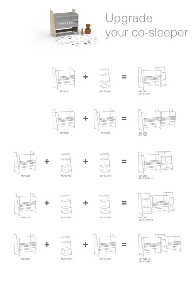 Mathy by Bols "Asymetry" Baby Beistellbett umbaubar zum Schreibtisch